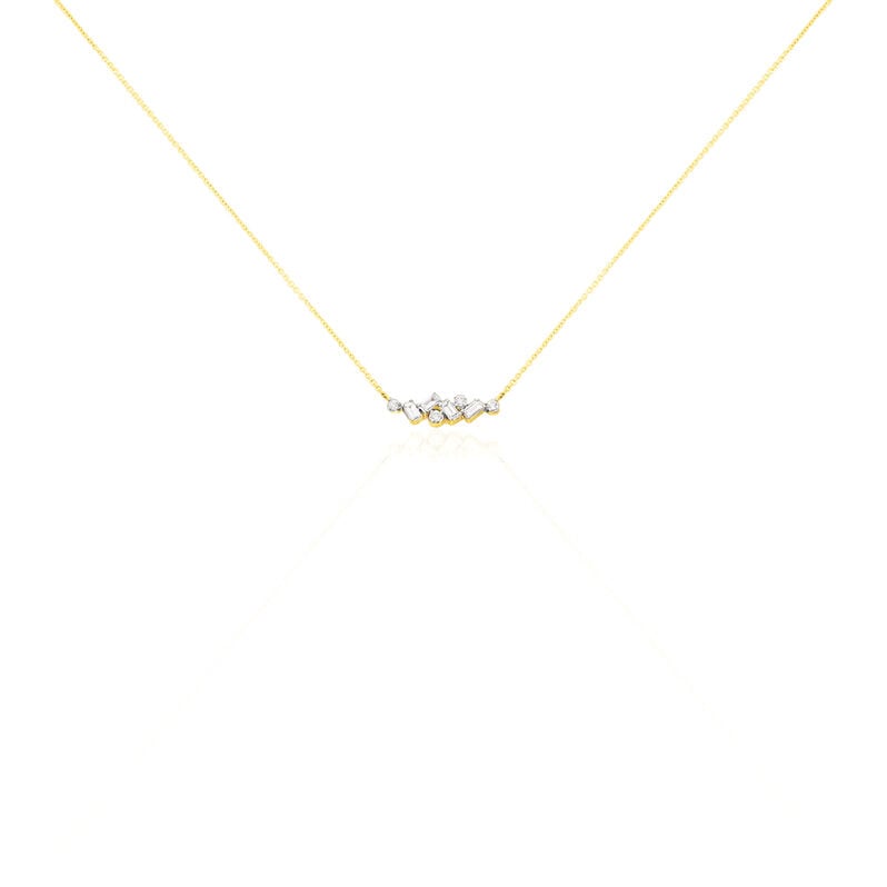 Damen Collier Gold Bicolor 375 Diamant 0,25ct Viereckig - Halsketten Damen | OROVIVO