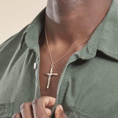 Kreuz Anhänger Gold 375 Bicolor Jesus Christus Jael - Schmuckanhänger Unisex | OROVIVO