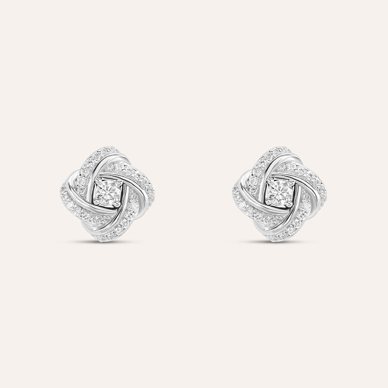 Orecchini Lobo Silver Elegance Argento Rodiato Cubic Zirconia - Spannringe Damen | OROVIVO