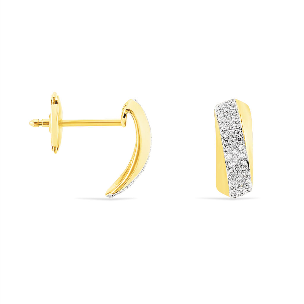 Boucles D'oreilles Puces Tima Or Jaune Diamant - Spannringe Damen | OROVIVO