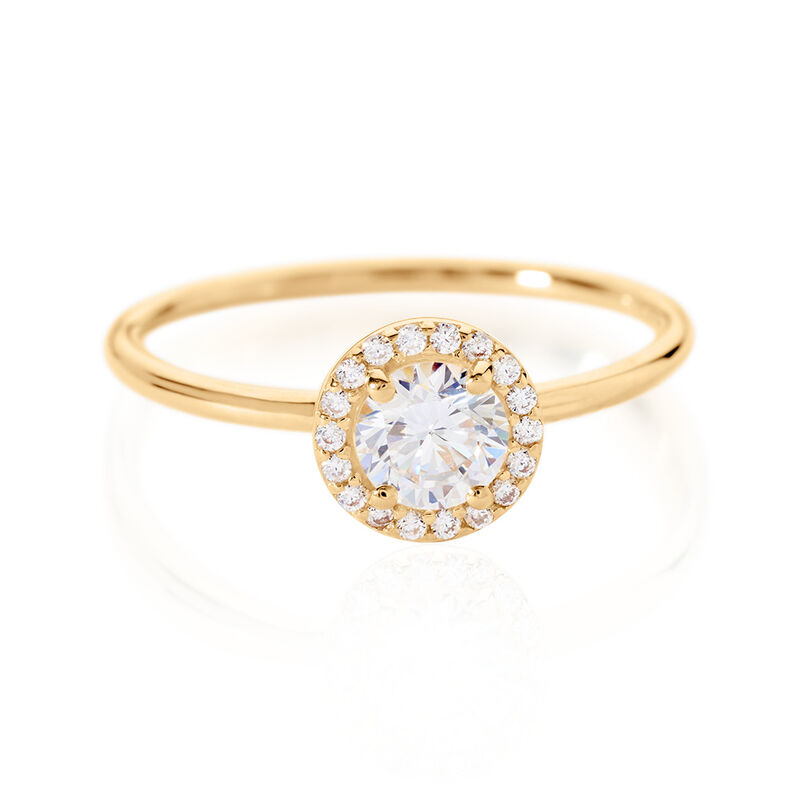 TIRA Damen Ring Gold 375 (9 Karat) Zirkonia Wei&szlig; 0,16 ct - Verlobungsringe Damen | OROVIVO