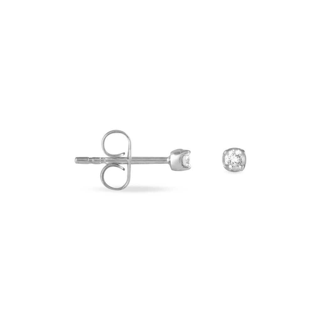 Boucles D'oreilles Puces Hasina Or Blanc Diamant - Spannringe Damen | OROVIVO