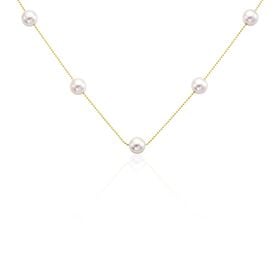 Damen Perlenkette Gold 585 Akoyaperlen 5mm - Ketten ohne Anhänger Damen | OROVIVO