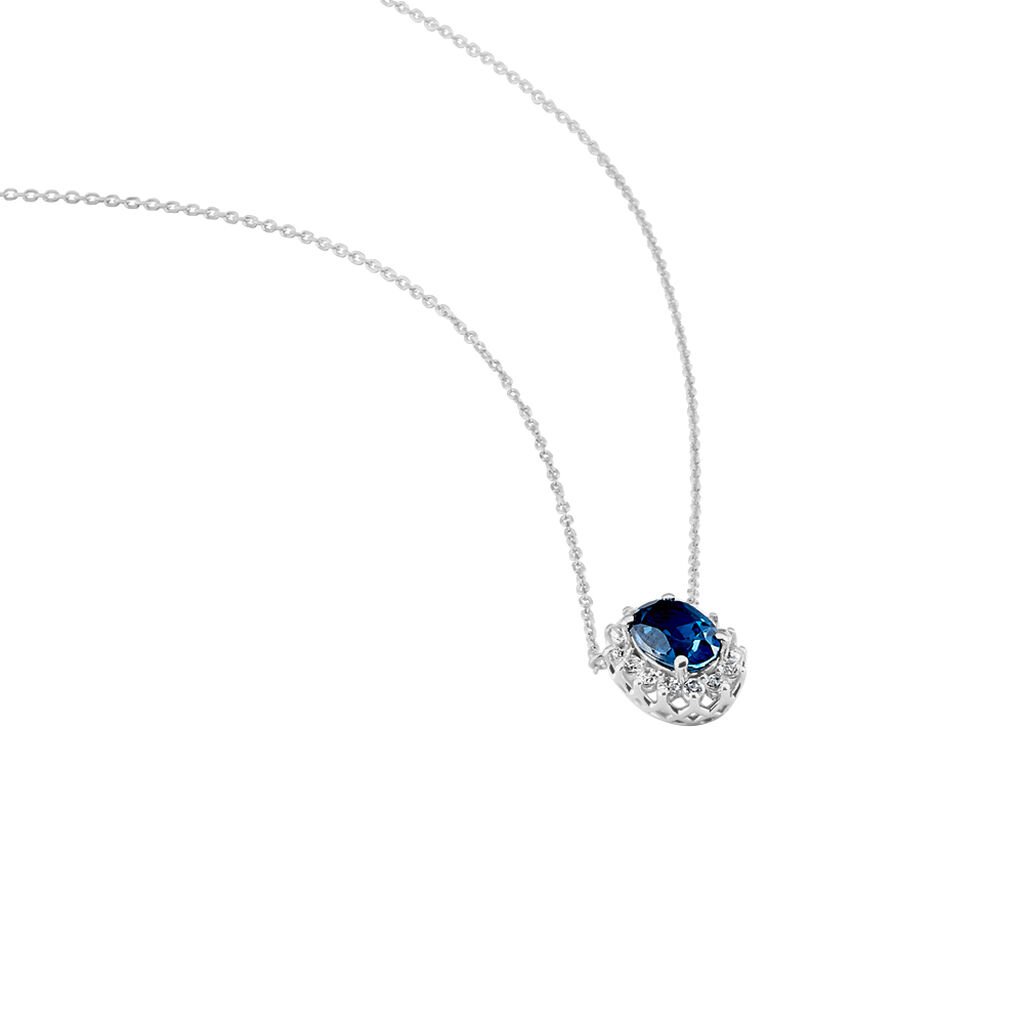 Collier Or Weiss Quintilla Topaze London Blue Et Oxydes - Spannringe Damen | OROVIVO