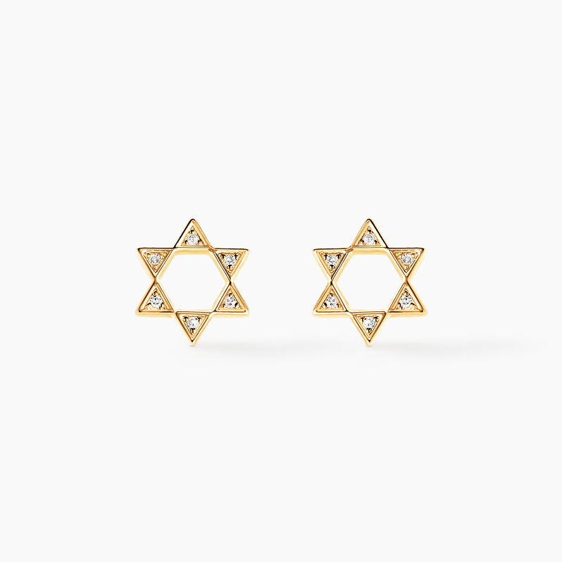 Boucles D'oreilles Puces Isak Or Jaune Diamant - Spannringe Damen | OROVIVO