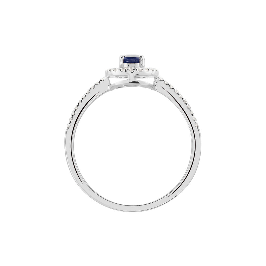 JAKKA Damen Ring Wei&szlig;gold 585 (14 Karat) Saphir Blau 0,45 ct Oval