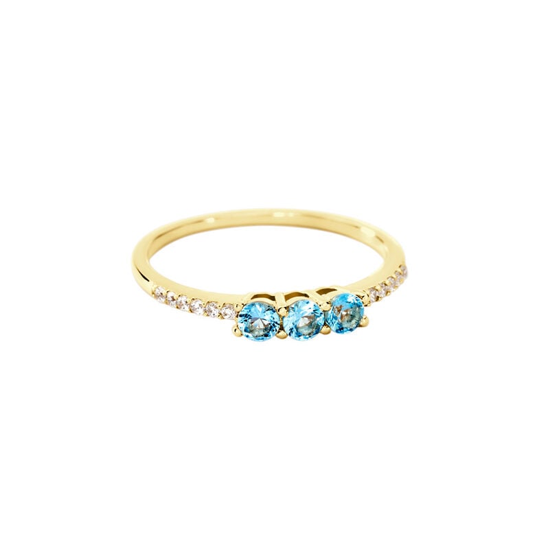 Damen Ring Gold 375 Rund Blau Blue Side Trilog - Ringe mit Stein Damen | OROVIVO