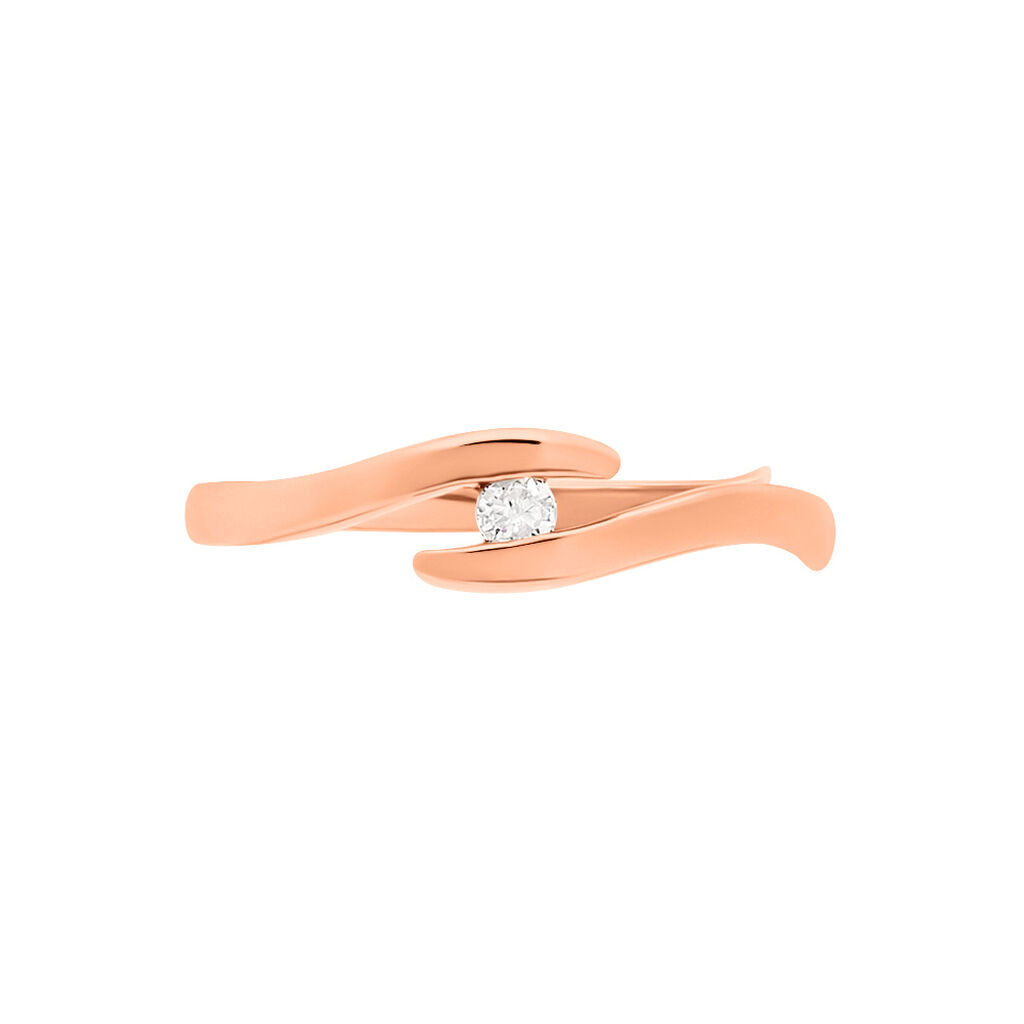 Curonda Damen Ring Rosegold 375 (9 Karat) Diamant Wei&szlig; 0,05 ct