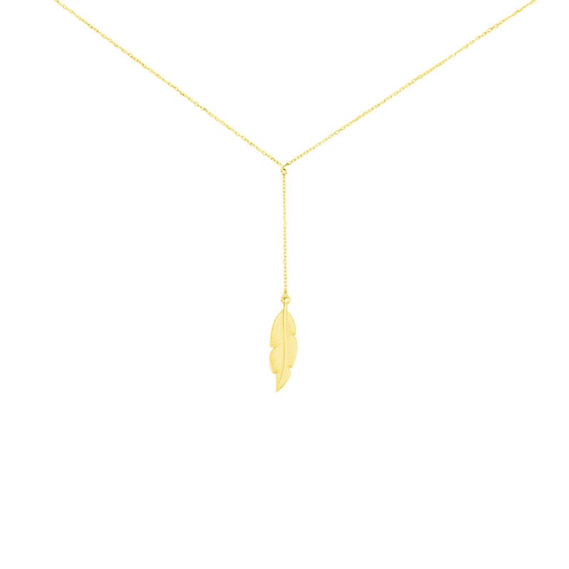 Collier Or Jaune Aubaine Motif Plume - Spannringe Damen | OROVIVO