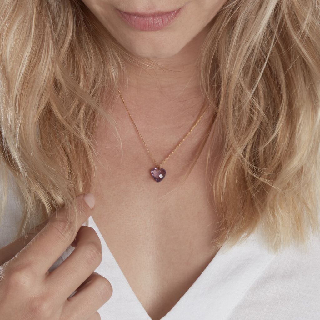 Collier Or Jaune Ludmille Coeur Amethyste - Spannringe Damen | OROVIVO
