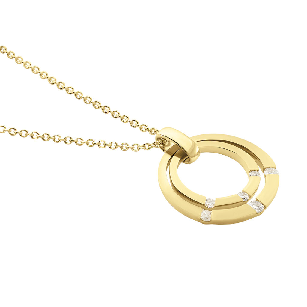 Damen Collier Gold 375 Diamant 0,17ct Ambre 16,60mm - Halsketten Damen | OROVIVO