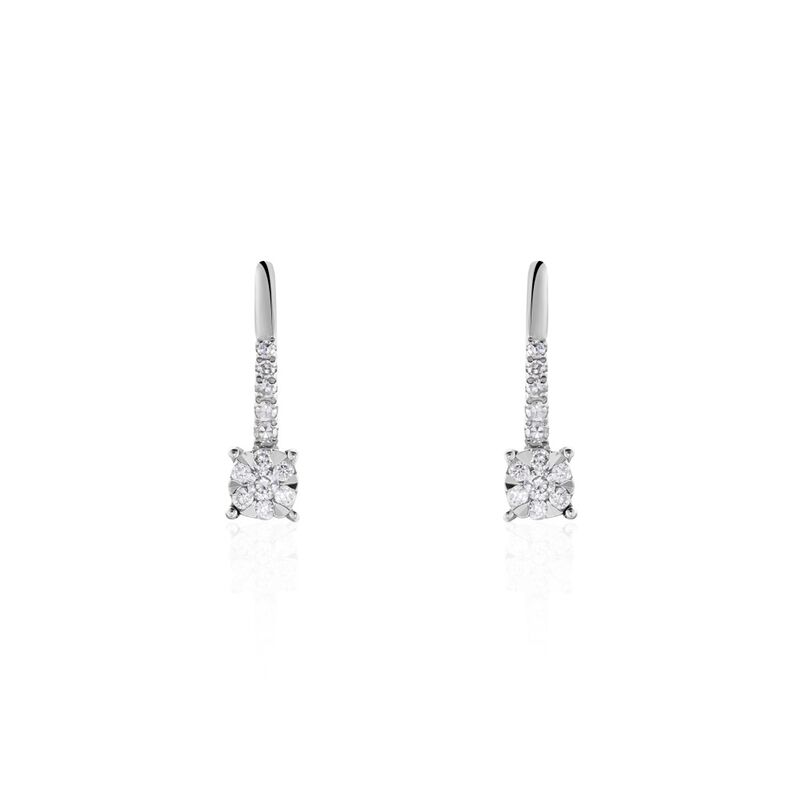Damen Ohrschmuck Weißgold 585 Rund Weiß Natur Petali - Ohrringe mit Stein Damen | OROVIVO