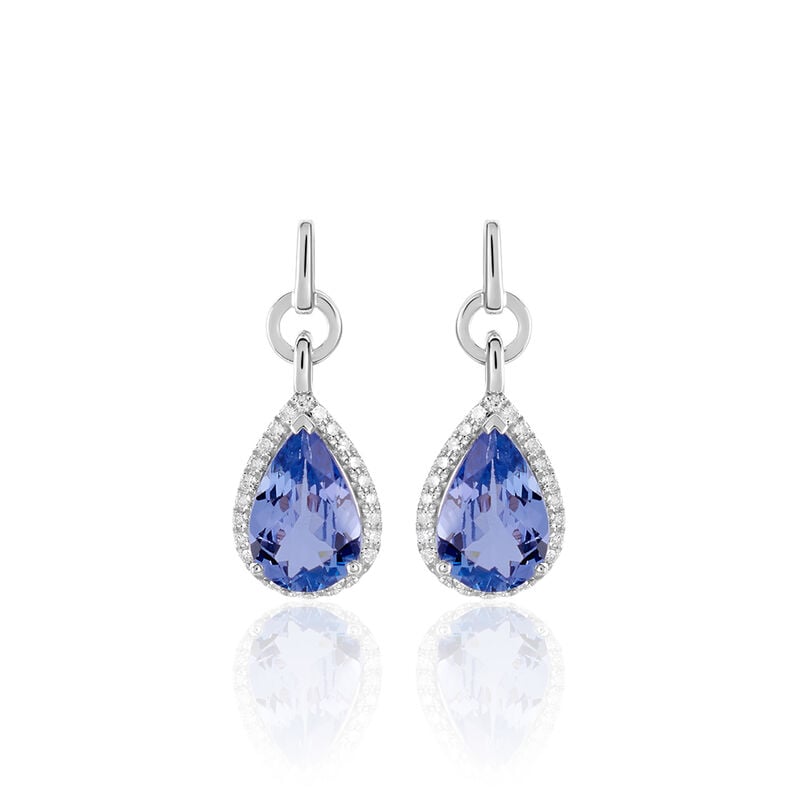 OCEAN 2 Damen Ohrstecker Wei&szlig;gold 750 (18 Karat) Tansanit Blau 3,2 ct Tropfen - Ohrstecker Damen | OROVIVO