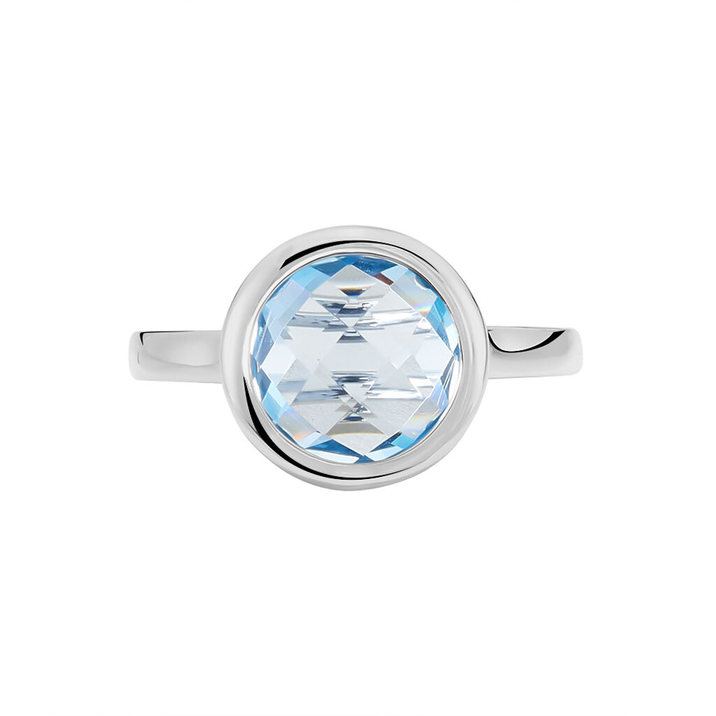 Damen Ring Weißgold 375 Topas Blau 5,35ct Kreis Rutho  - Hochzeitsringe Damen | OROVIVO