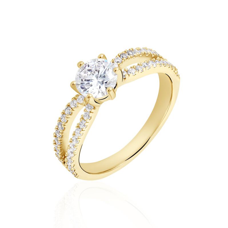 Bague Solitaire Plaqué Or Jaune Melaina Oxyde De Zirconium - Spannringe Damen | OROVIVO