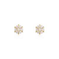 Damen Ohrstecker Gold 585 Rund Weiß Carocla