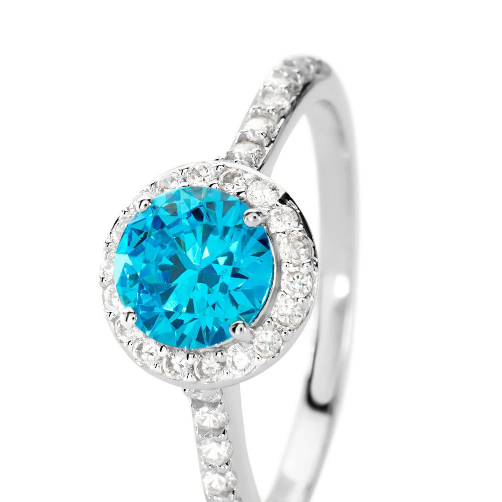 CAMILLA Damen Ring Silber 925 Zirkonia Blau 1,66 ct Kreis