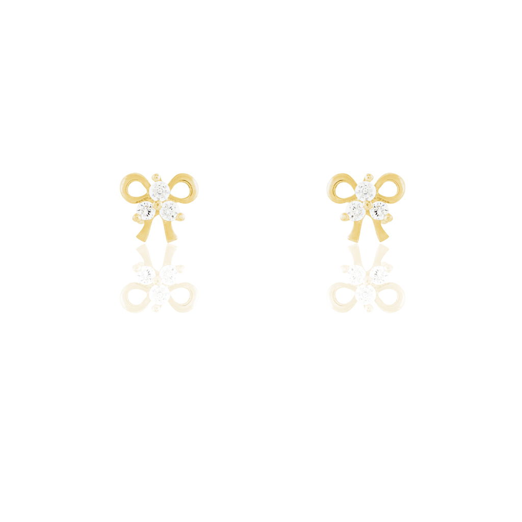 Thumbnail - Ohrstecker Gold 375 Zirkonia Schleife, Ohrstecker mit Stein