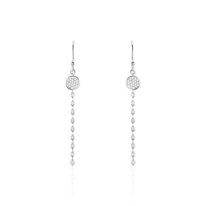 KUMBA Damen Ohrringe Lang Silber 925 Zirkonia Wei&szlig; Kreis - Ohrh&auml;nger Damen | OROVIVO