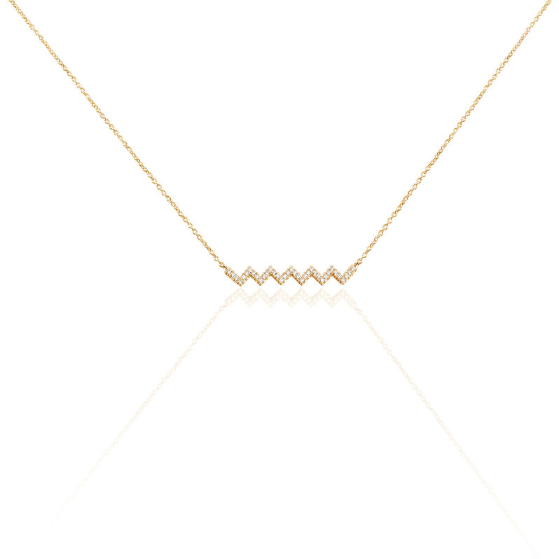 Collier Plaque Or Reihane Zig Zag Oxydes - Spannringe Damen | OROVIVO