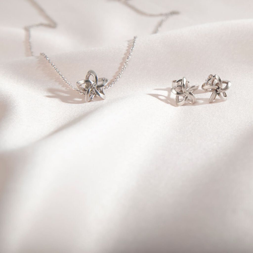 Damen Collier Silber 925 Diamant 0,01ct Blume Vratsa - Halsketten Damen | OROVIVO