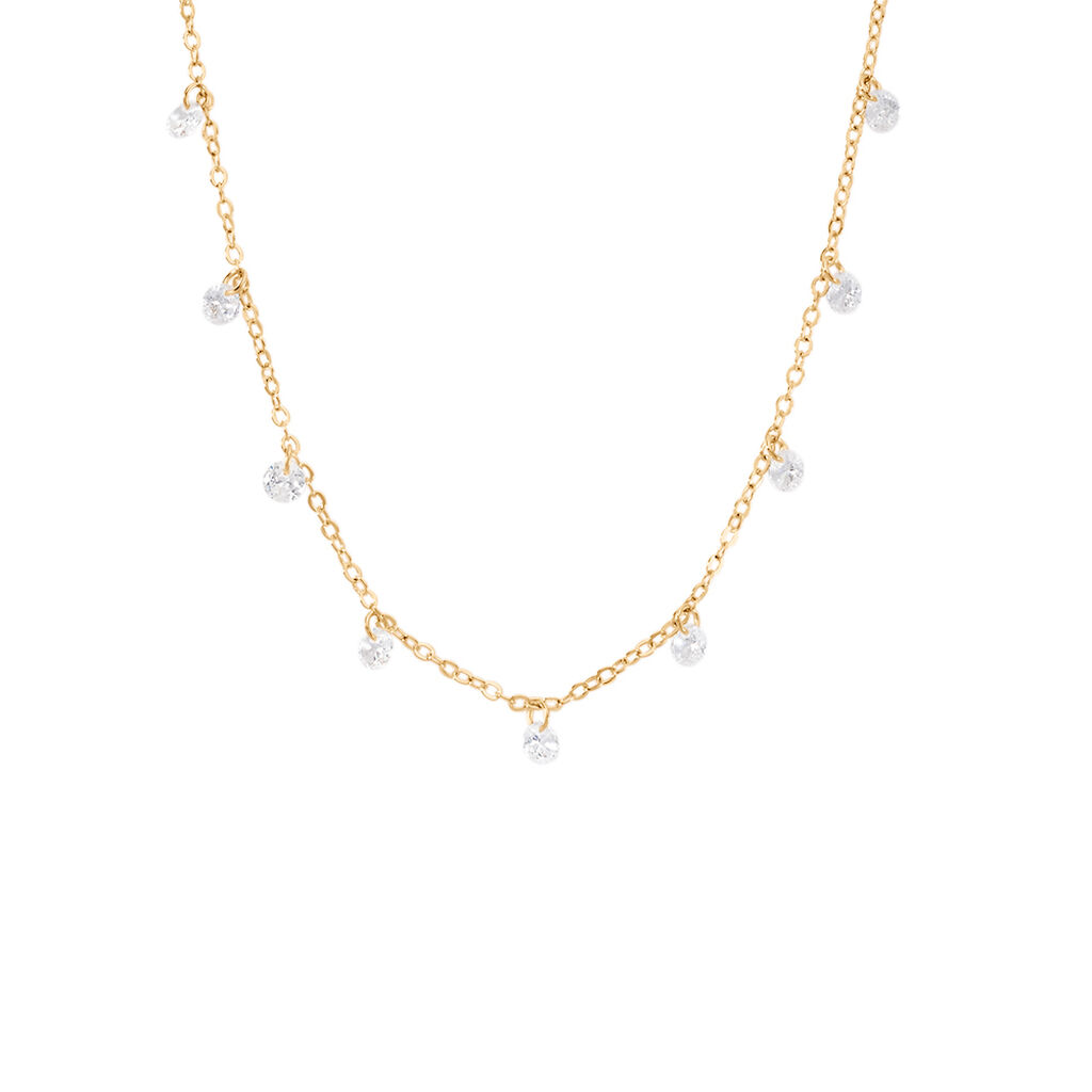 BRAELYN Damen Collier Vergoldet 750 Kristall Wei&szlig; Kreis