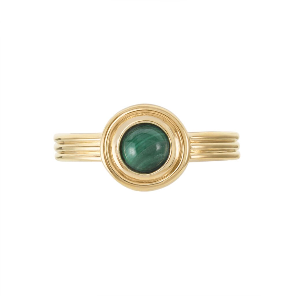 Solitärring Messing Gold 750 plattiert Malachit - Hochzeitsringe Damen | OROVIVO