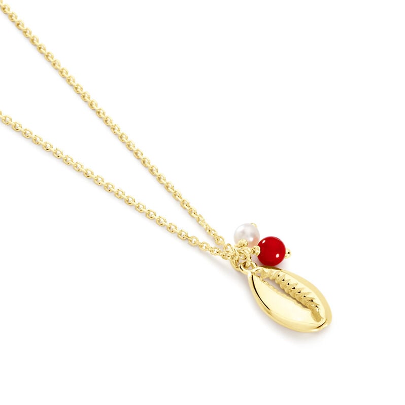 Collier Vitamin Sea Or Jaune Perle De Culture Corail - Spannringe Damen | OROVIVO