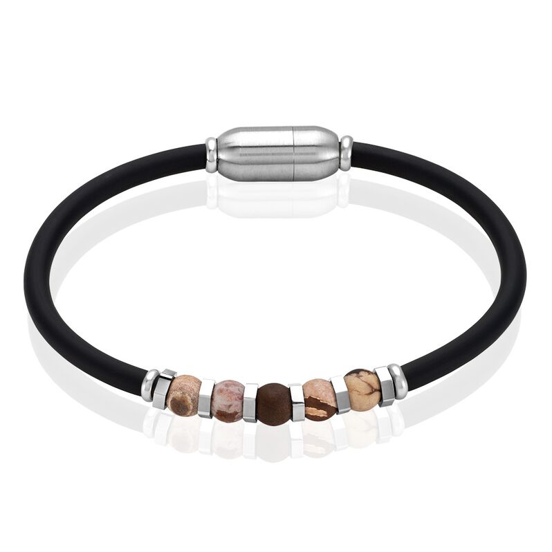 Bracelet Jourdan Daryl Caoutchouc Noir Agate - Spannringe Herren | OROVIVO