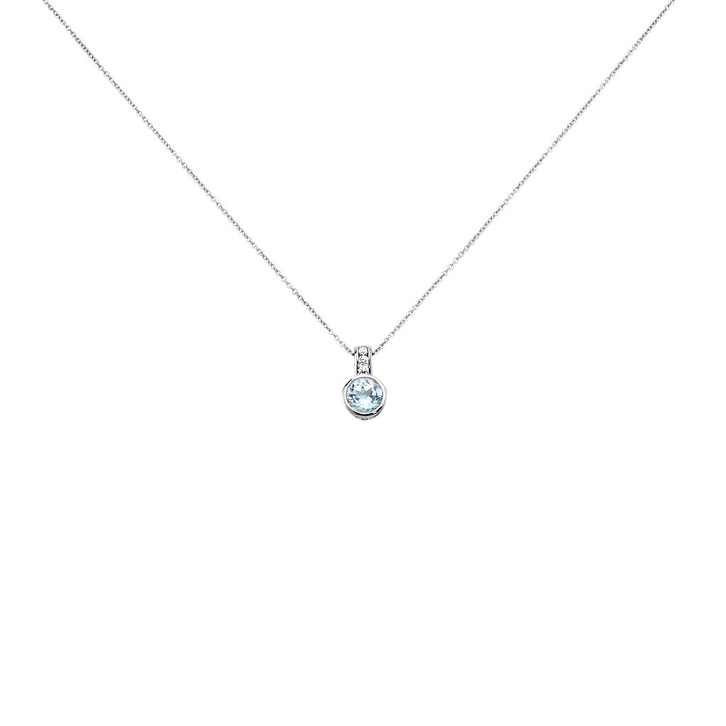 BREEZE Damen Collier Weißgold 375 (9 Karat) Topas Himmelblau 1,55 ct Oval, Collier mit Stein