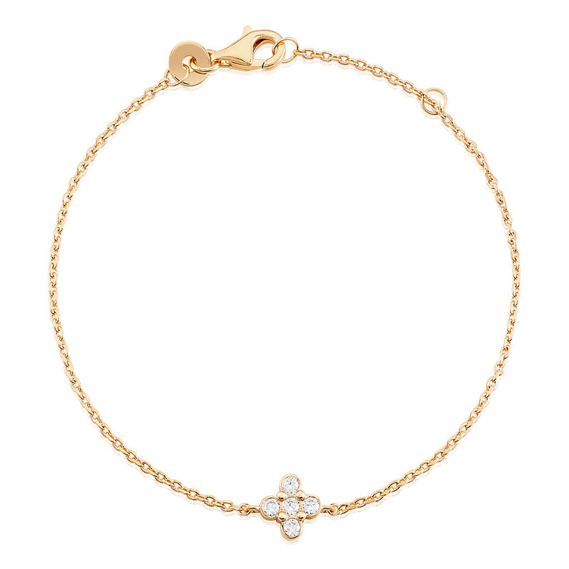 ELOVYN Damen Armband Vergoldet 750 Zirkonia Wei&szlig; Kreuz - Armb&auml;nder mit Anh&auml;nger Damen | OROVIVO