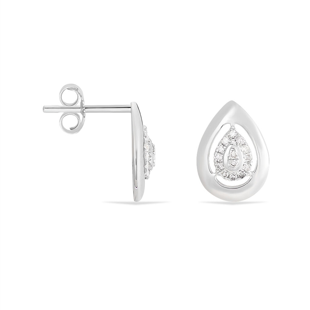 Boucles D'oreilles Puces Medina Or Blanc Diamant - Spannringe Damen | OROVIVO