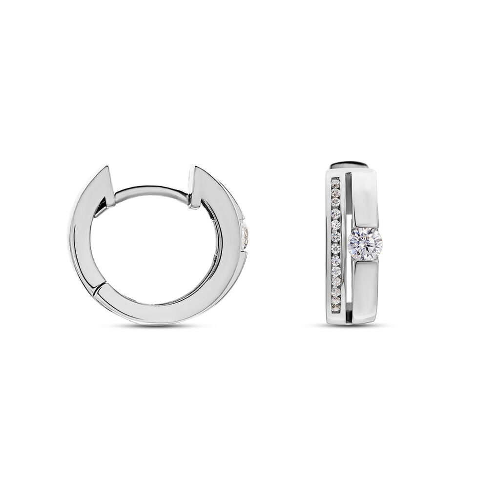 Damen Creolen Oval Silber 925 Zirkonia Elleana - Creolen Damen | OROVIVO