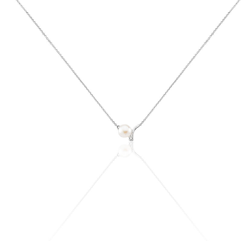 Collier Walida Or Blanc Perle De Culture Et Diamant - Spannringe Damen | OROVIVO