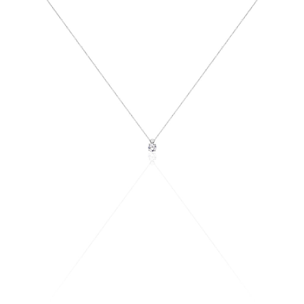 KRAPPE 4 Damen Collier Weißgold 375 (9 Karat) Zirkonia Weiß 0,48 ct Kreis, Collier mit Stein