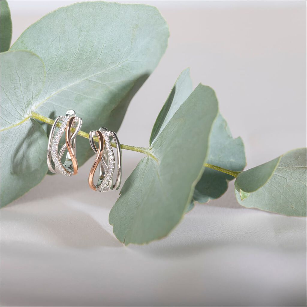 TRINA Damen Ohrringe Lang Silber Bicolor 925 Zirkonia Weiß - Ohrringe mit Stein Damen | OROVIVO