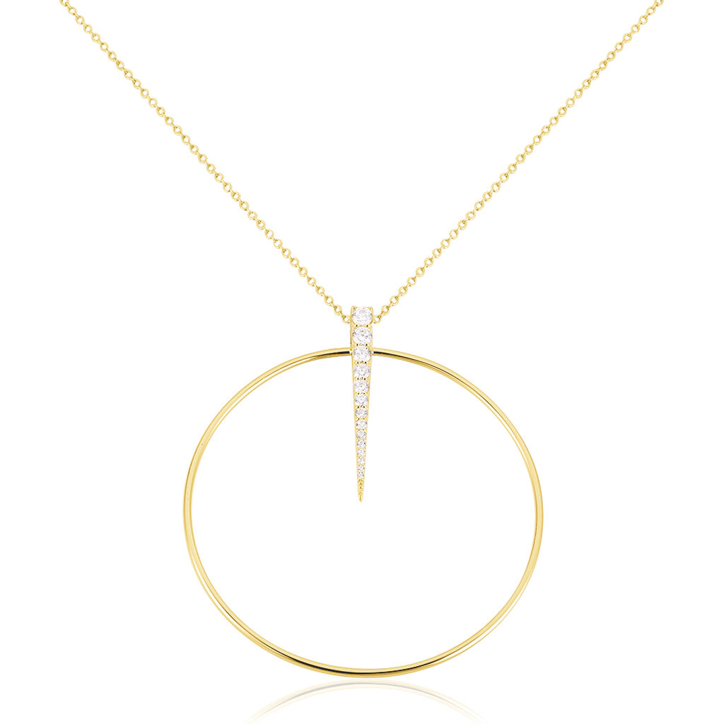 ROUNDED Damen Collier Silber vergoldet 925 Zirkonia Wei&szlig; 0,2 ct Barren