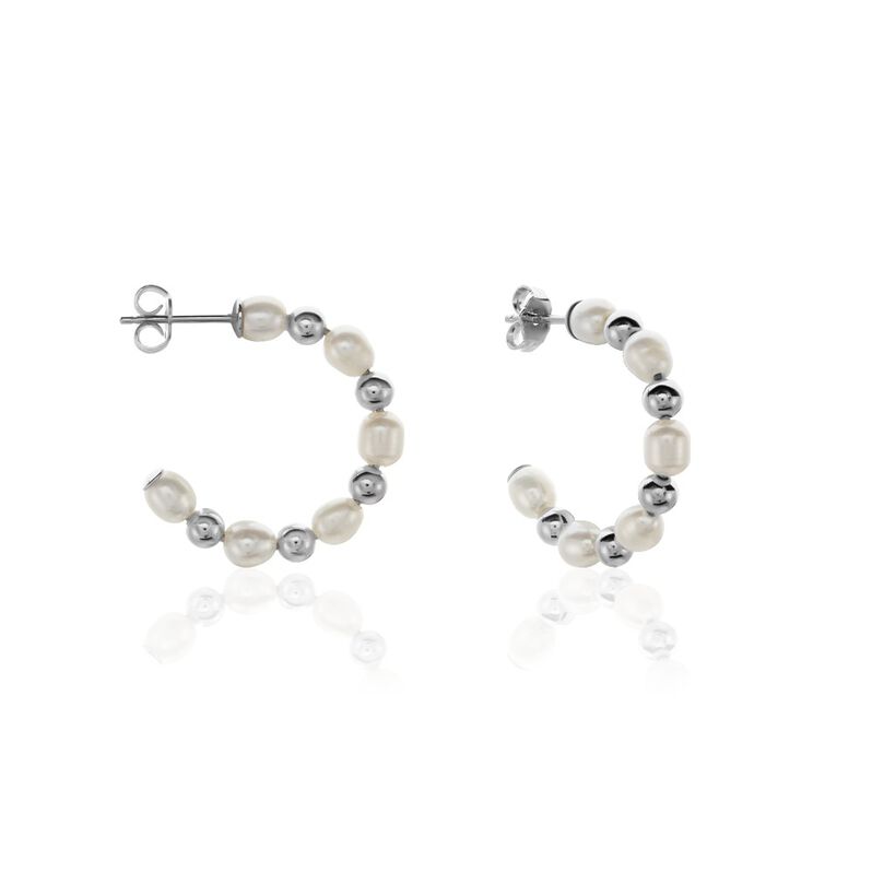 Créoles Argent Rhodié Bede Perles De Culture - Spannringe Damen | OROVIVO