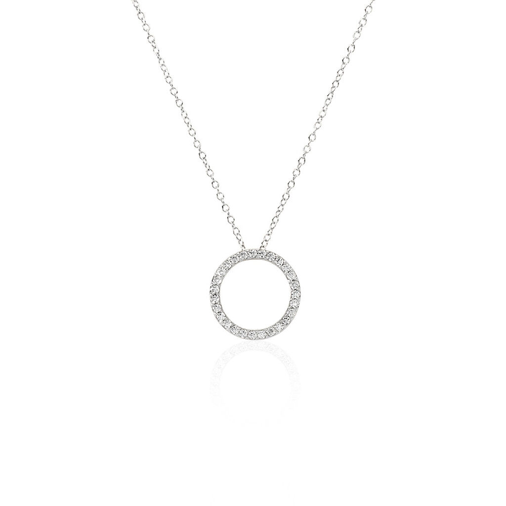 Damen Collier Silber 925 Rund Weiß Geometrisch Lilyana 4,5cm - Halsketten Damen | OROVIVO