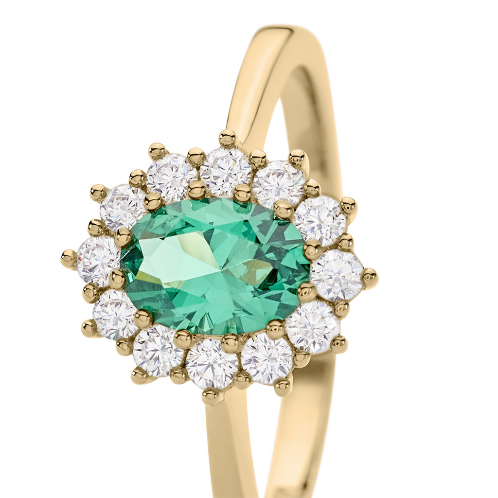 Damen Ring Vergoldet 750 Oval Grün Geometrisch Lacey - Verlobungsringe Damen | OROVIVO