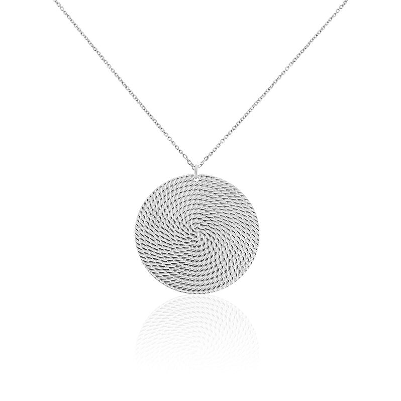 Sautoir Argent Rhodie Doga Ronde Effet Diamante - Spannringe Damen | OROVIVO
