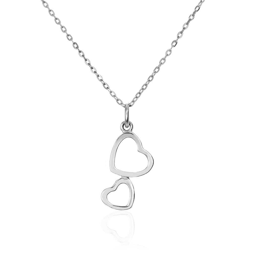 Thumbnail - Halskette Silber 925 rhodiniert Doppelherz Estina, Collier ohne Stein