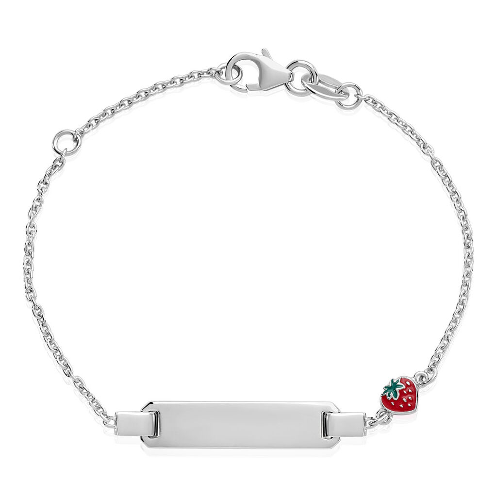 Thumbnail - Erdbeere Kinder ID Armband Silber 925 Erdbeere, ID Armband ohne Stein