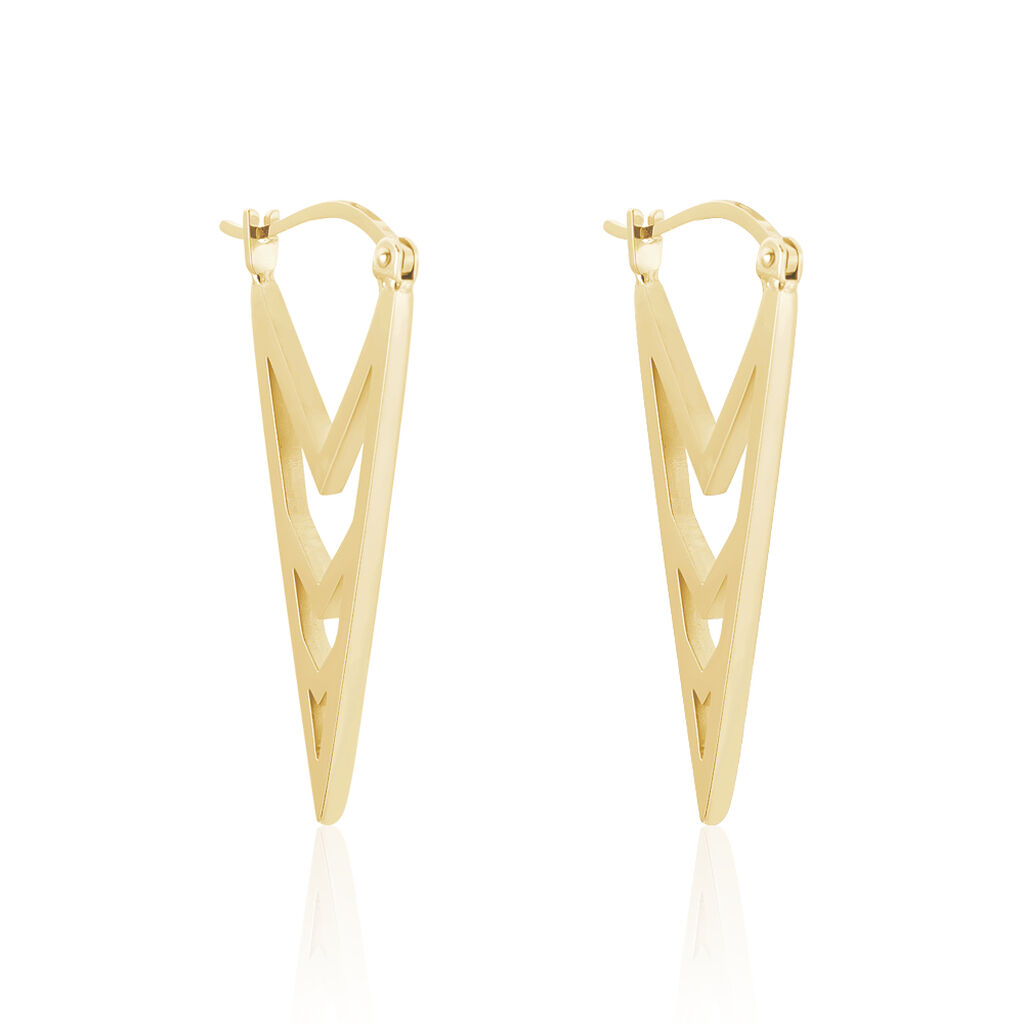 VODA Damen Ohrringe Lang Edelstahl vergoldet Dreieck, Ohrringe Lang ohne Stein