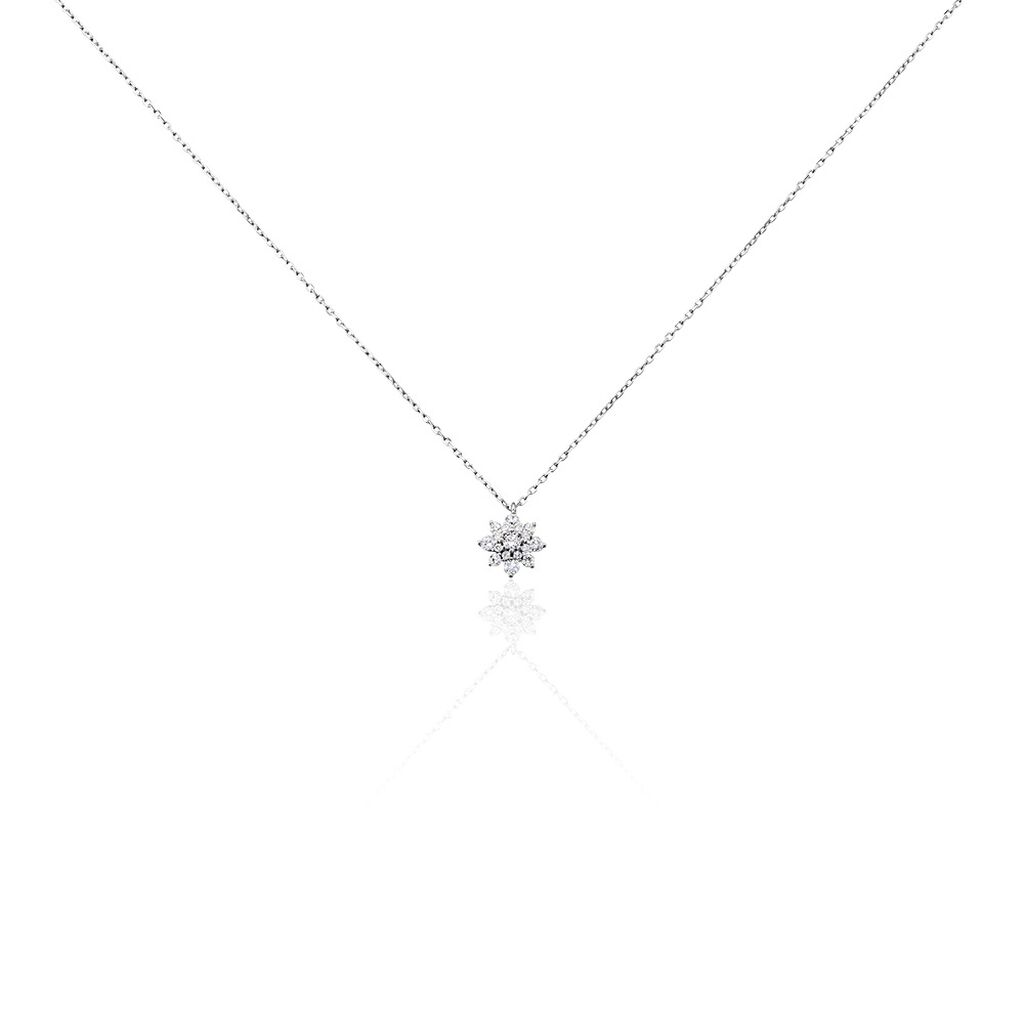LORINA Damen Collier Silber Silber 925 Zirkonia Wei&szlig; Blume