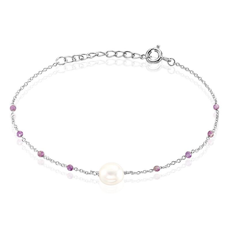 Bracelet Kerri Argent Weiss Perle De Culture Améthyste - Spannringe Damen | OROVIVO