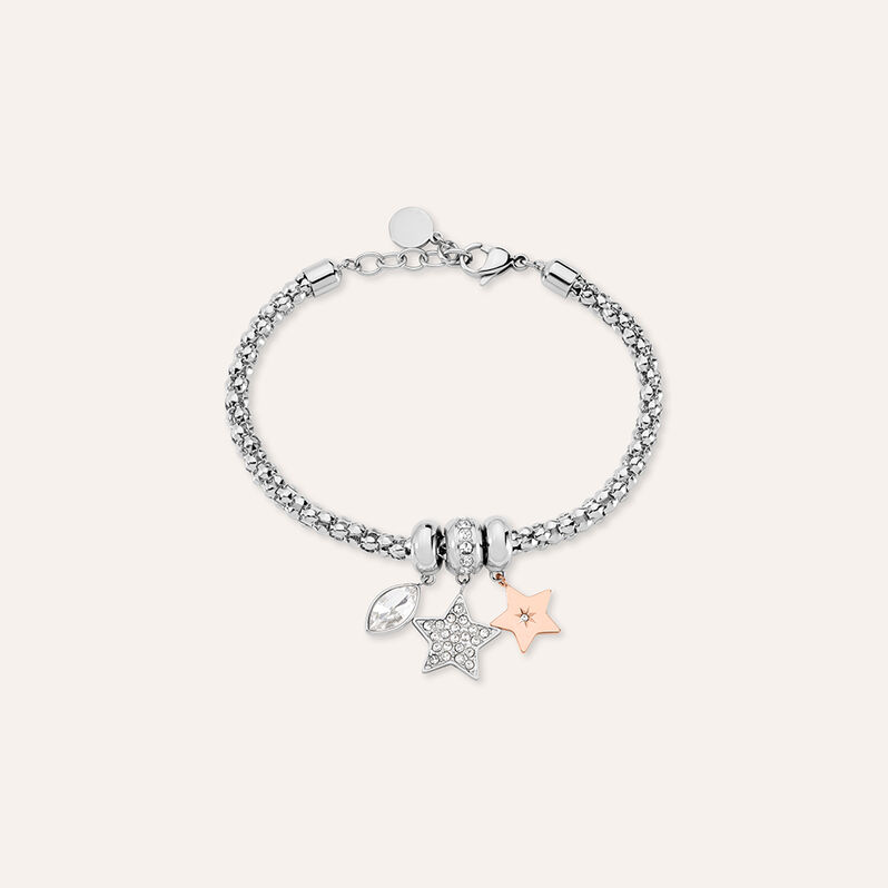 Bracciale Sunrise Acciaio Bicolore Bianco / Rosa Cristallo - Spannringe Damen | OROVIVO