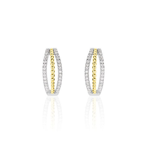 Damen Creolen Gold 750 Bicolor Diamant 0,247ct - Creolen Damen | OROVIVO