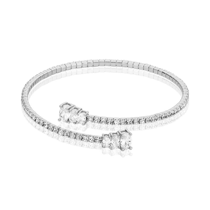 Bangle in metallo rodiato e strass - Spannringe Damen | OROVIVO