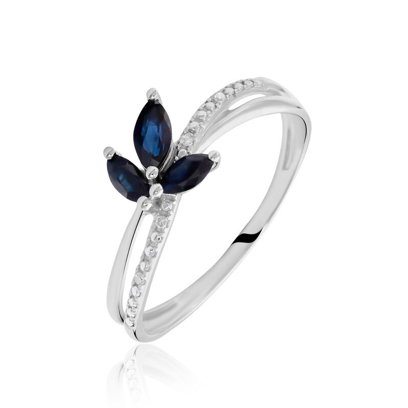 Bague Angie Or Blanc Saphir Et Diamant - Spannringe Damen | OROVIVO